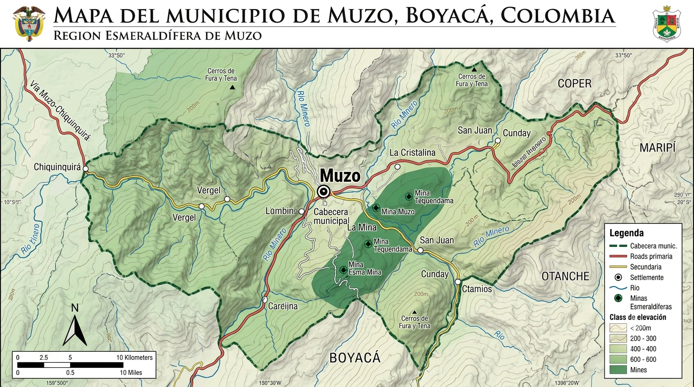 The mountainous Boyacá landscape surrounding Muzo, Colombia