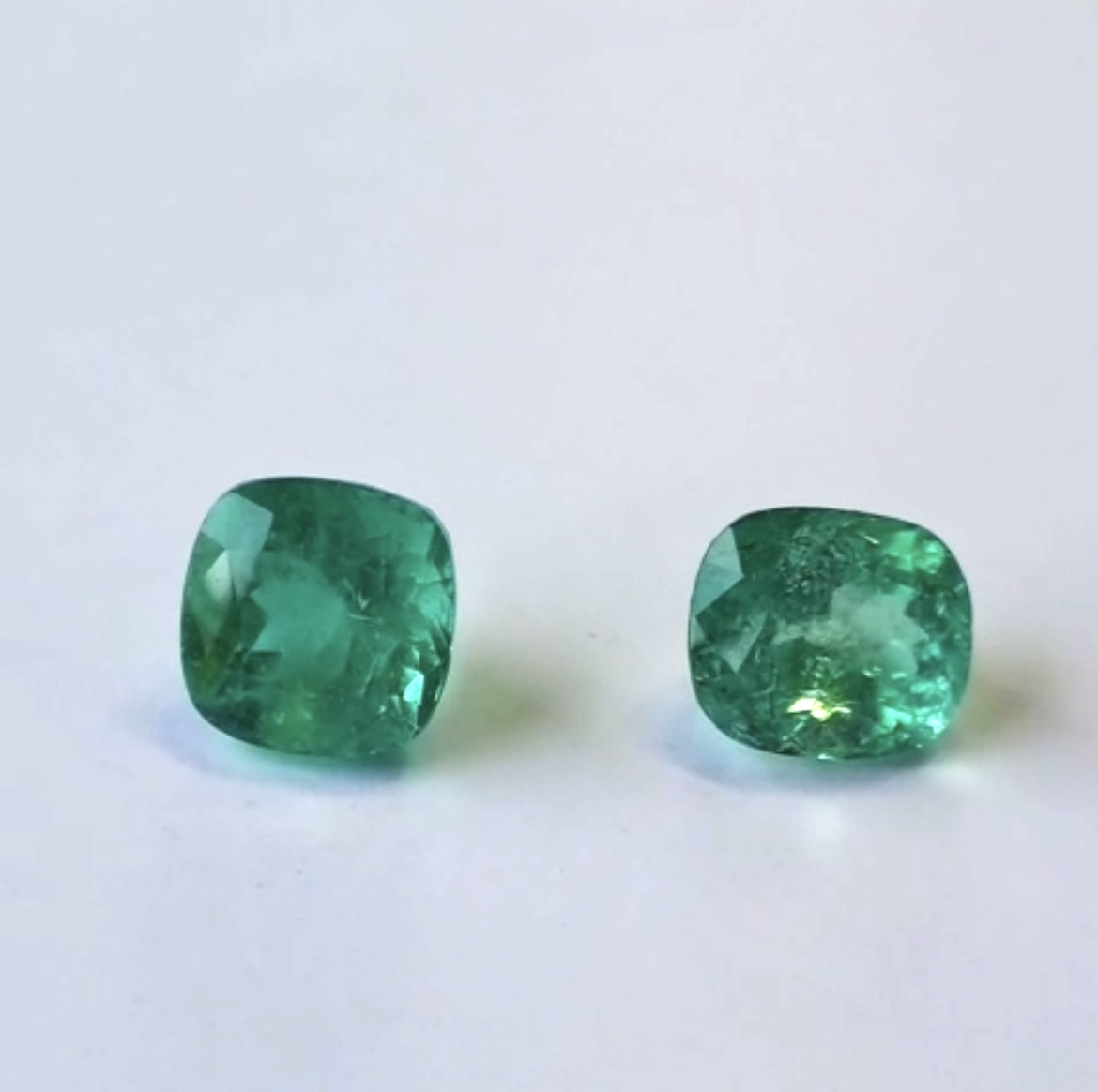 Cushion Cut Colombian Muzo Emeralds (2pcs)