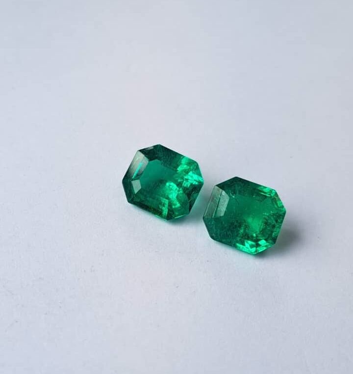 Rectangular Cut Colombian Muzo Emeralds (2pcs)